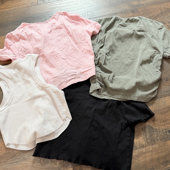 XS casual cropped tops bundle solid color loungewear minimalist in Pink - Picture 2 of 6